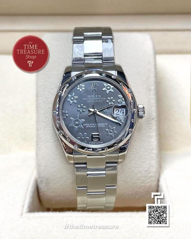 Rolex 178344 Datejust 31 Dark Rhoduim Sakura Dial - Diamond Bezel
