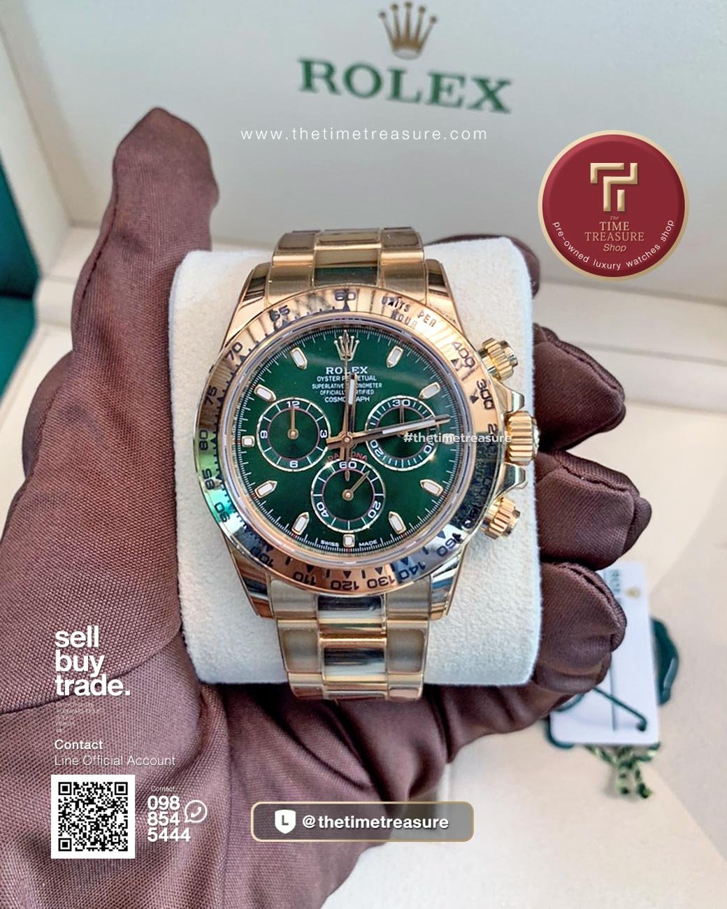Rolex Daytona 116508 Full Yellow Gold Green Dial (LOKI)