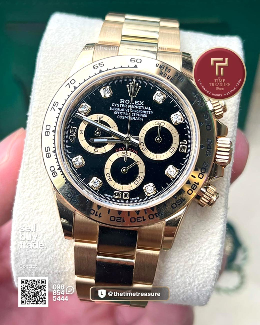 Rolex Daytona 116508 Full Yellow Gold Black Diamond Dial