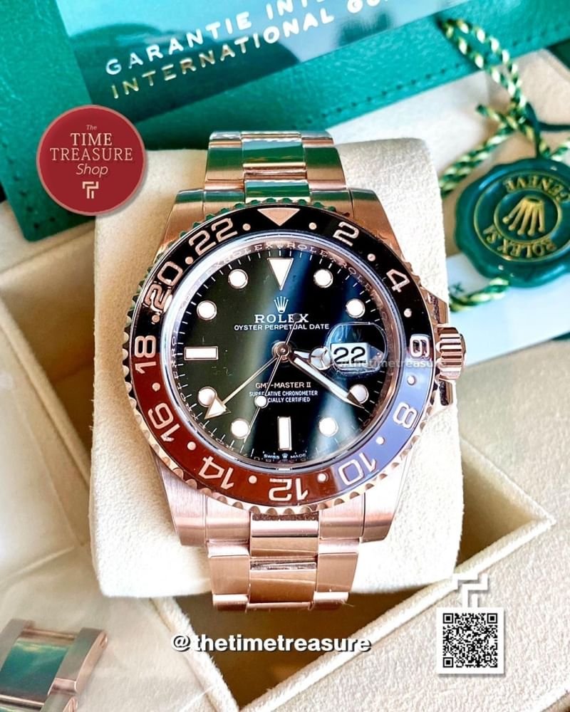 Rolex 126715CHNR GMT-Master II Rootbeer Full Rose Gold