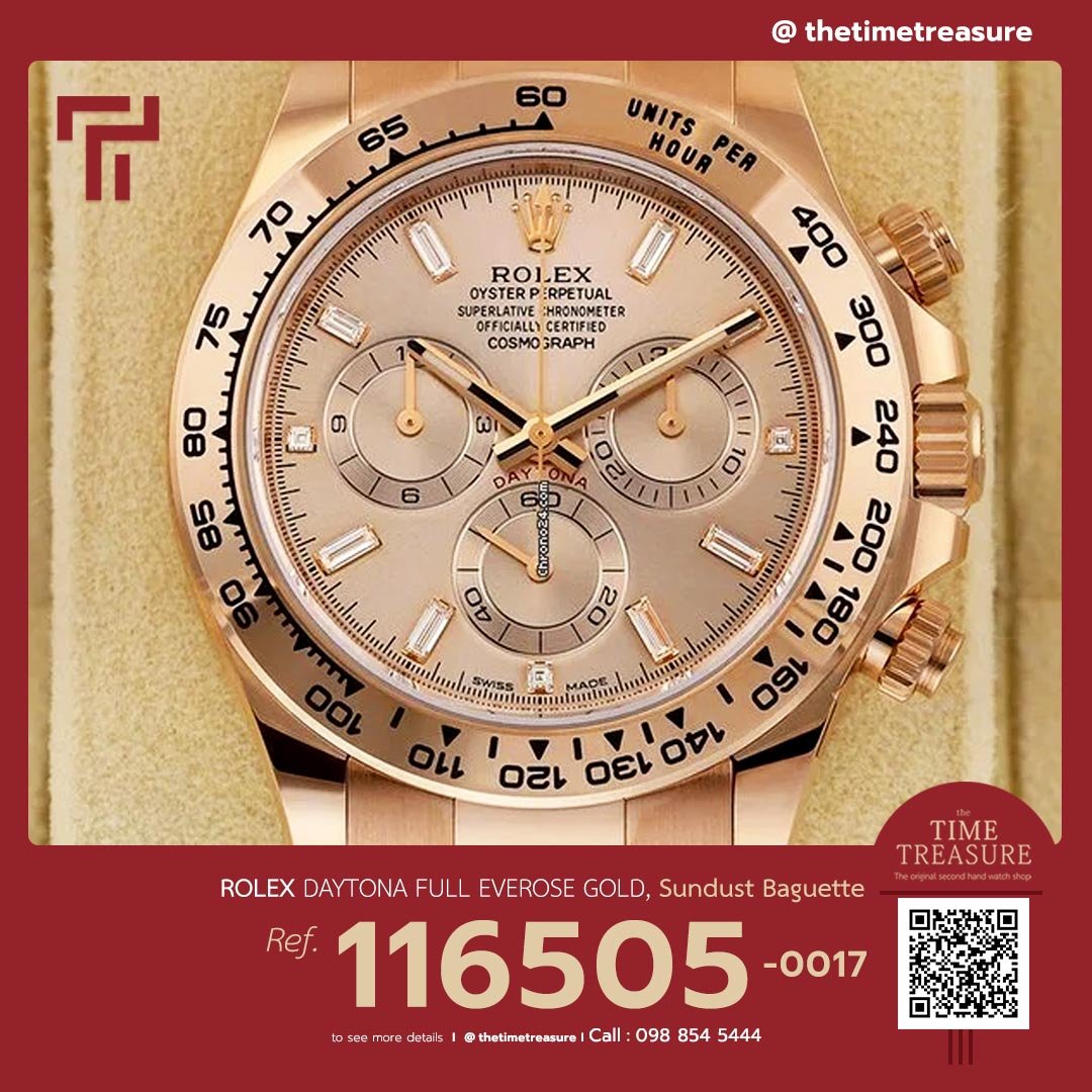 Rolex Daytona 116505-0017 Full Everose Gold Sundust Baguette