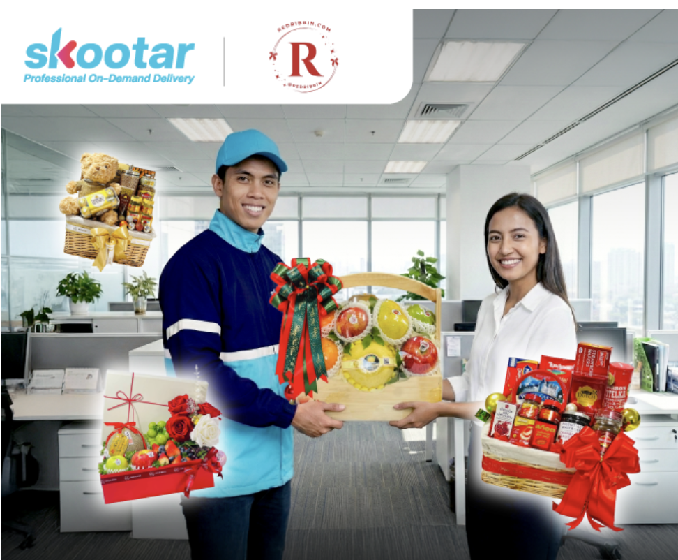 Skootar จัดส่งกระเช้าผลไม้และช่อดอกไม้ RedRibbin ส่งด่วน 3 ชม.
