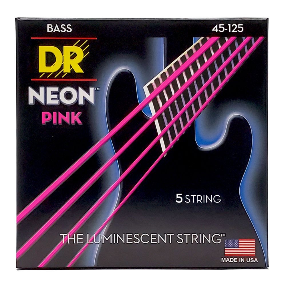 DR Strings Neon Pink Bass 45-125 Medium 5-String
