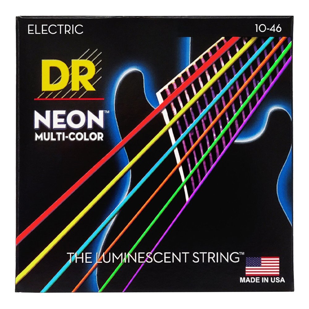 String 56090000 DR Strings Hi-Def Neon Multi-Color K3 Coated Electric Guitar Strings