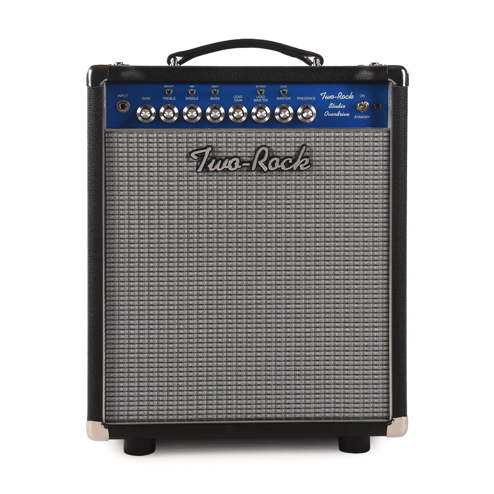 Two Rock Studio Overdrive Combo, Blue Chassis, Black Bronco, Chassis, Blab Silver Blue Smoke Cloth, Metal Trim - 230V