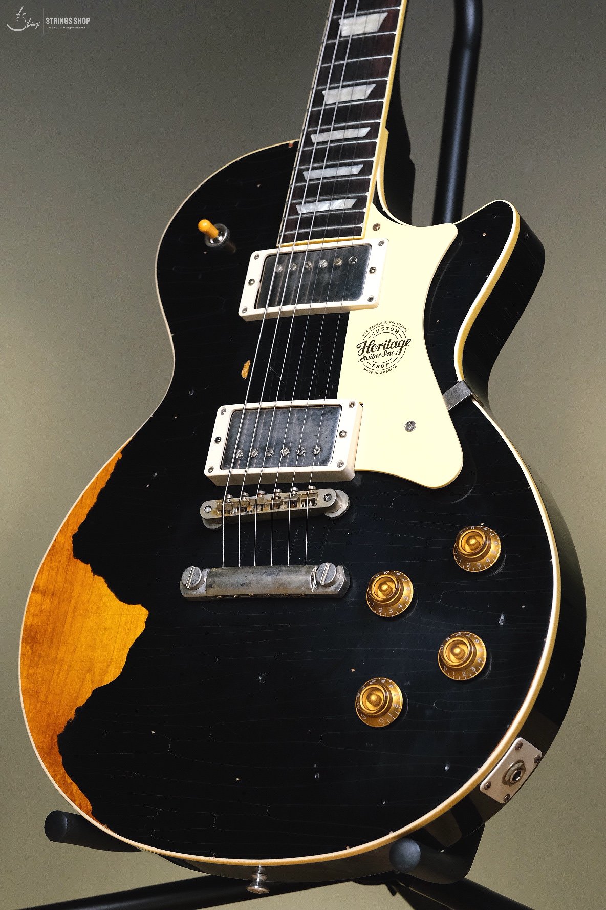 Heritage Custom Shop Factory Special H-150 Electric Guitar, Ebony over Dirty Lemon Burst (AA)