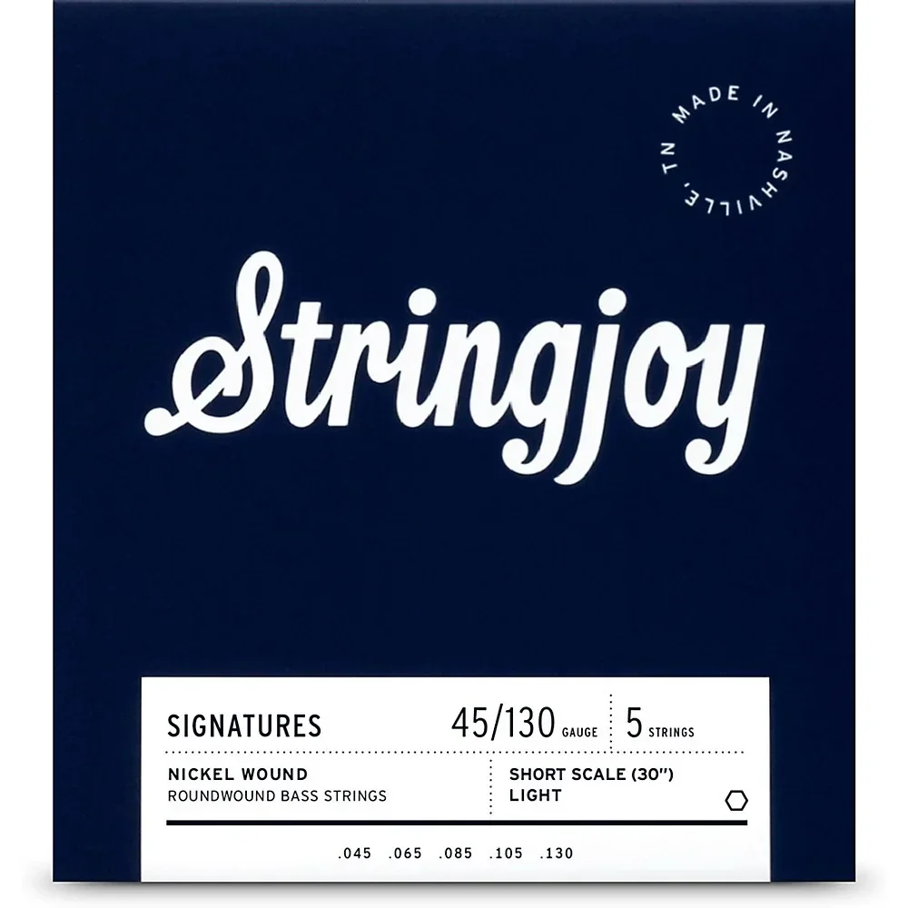 Stringjoy Signatures (45-130) 5 String Short  Scale Nickel Wound Bass Guitar Strings