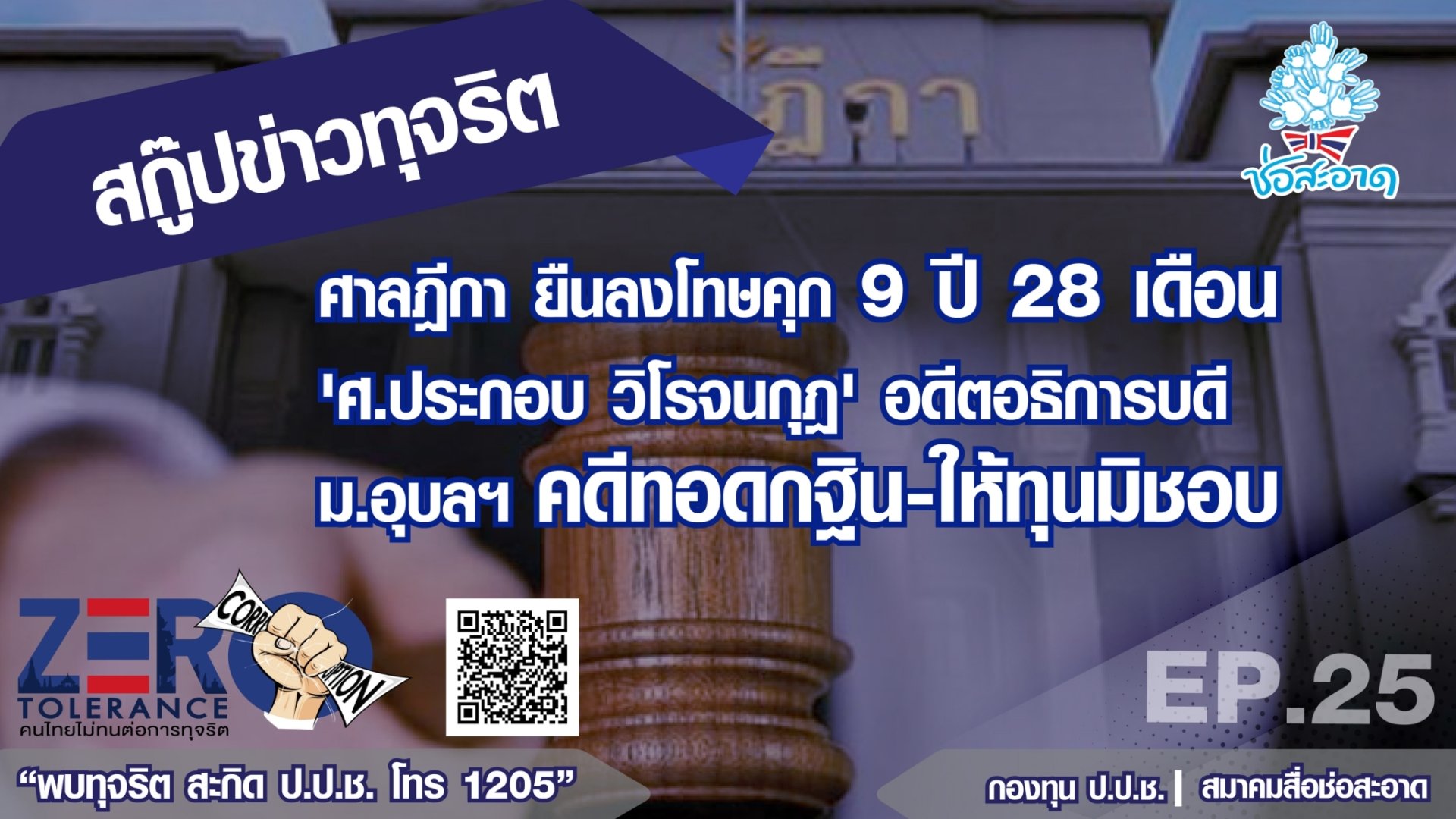 ศาลฎีกา ยืนลงโทษคุก 9 ปี 28 เดือน ‘ศ.ประกอบ วิโรจนกุฎ' อดีตอธิการบดี ม.อุบลฯ คดีทอดกฐิน-ให้ทุนมิชอบ