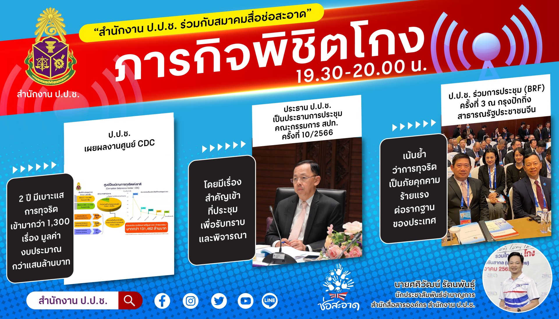 รายการ “ภารกิจพิชิตโกง” วันศุกร์ที่ 1 ธันวาคม 2566 เวลา 19.30-20.00 น. รายการ “ภารกิจพิชิตโกง” วันศุกร์ที่ 1 ธันวาคม 2566 เวลา 19.30-20.00 น.