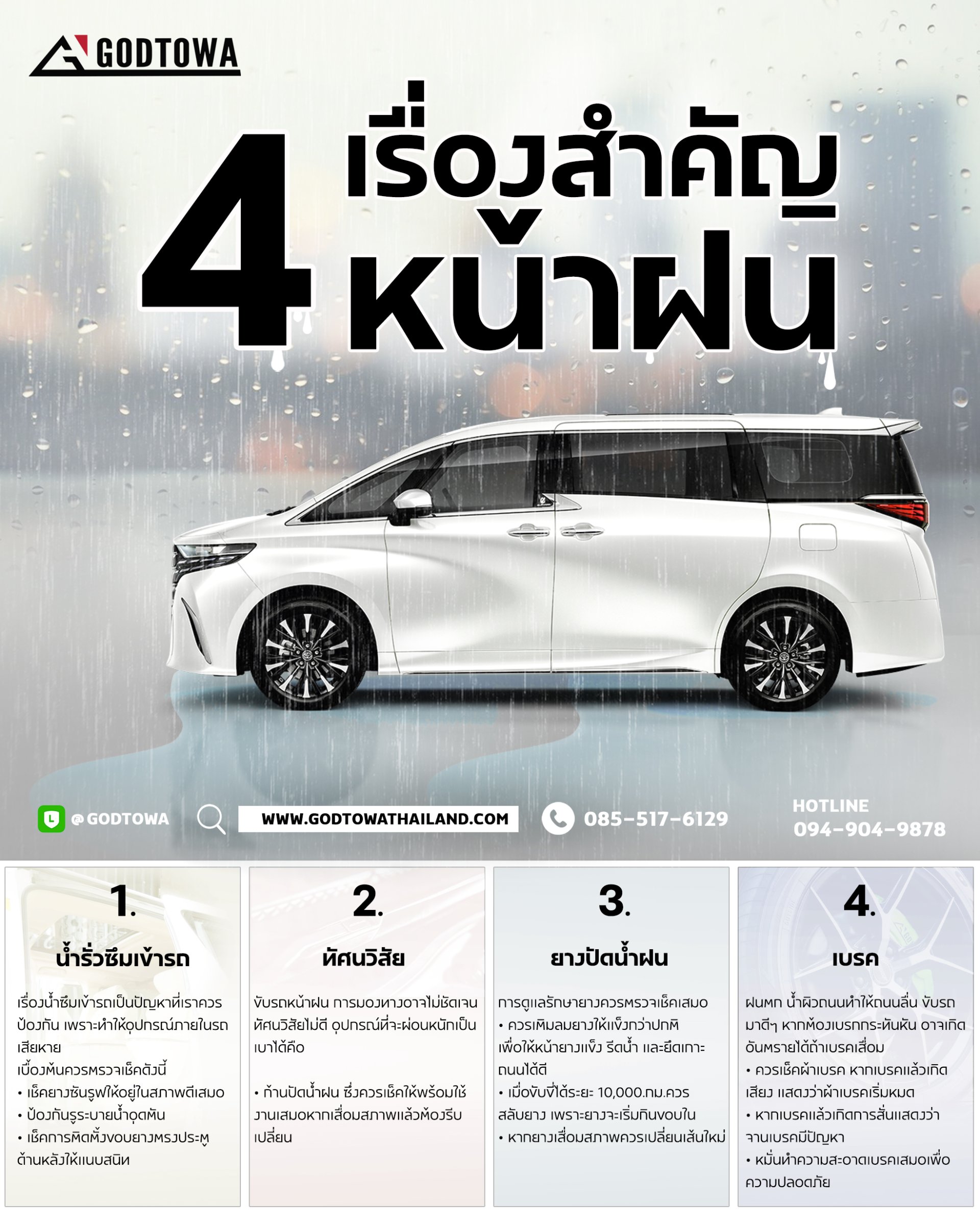 4 เรื่องสำคัญหน้าฝน ทริคดีๆสำหรับการดูแลรถ Alphard / Vellfire 