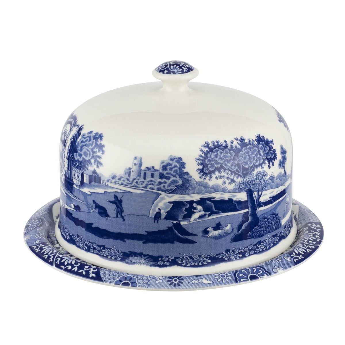 Spode Blue Italian Large Melamine Serving Tray - 19.25" X 11.5" - Blue & White Floral