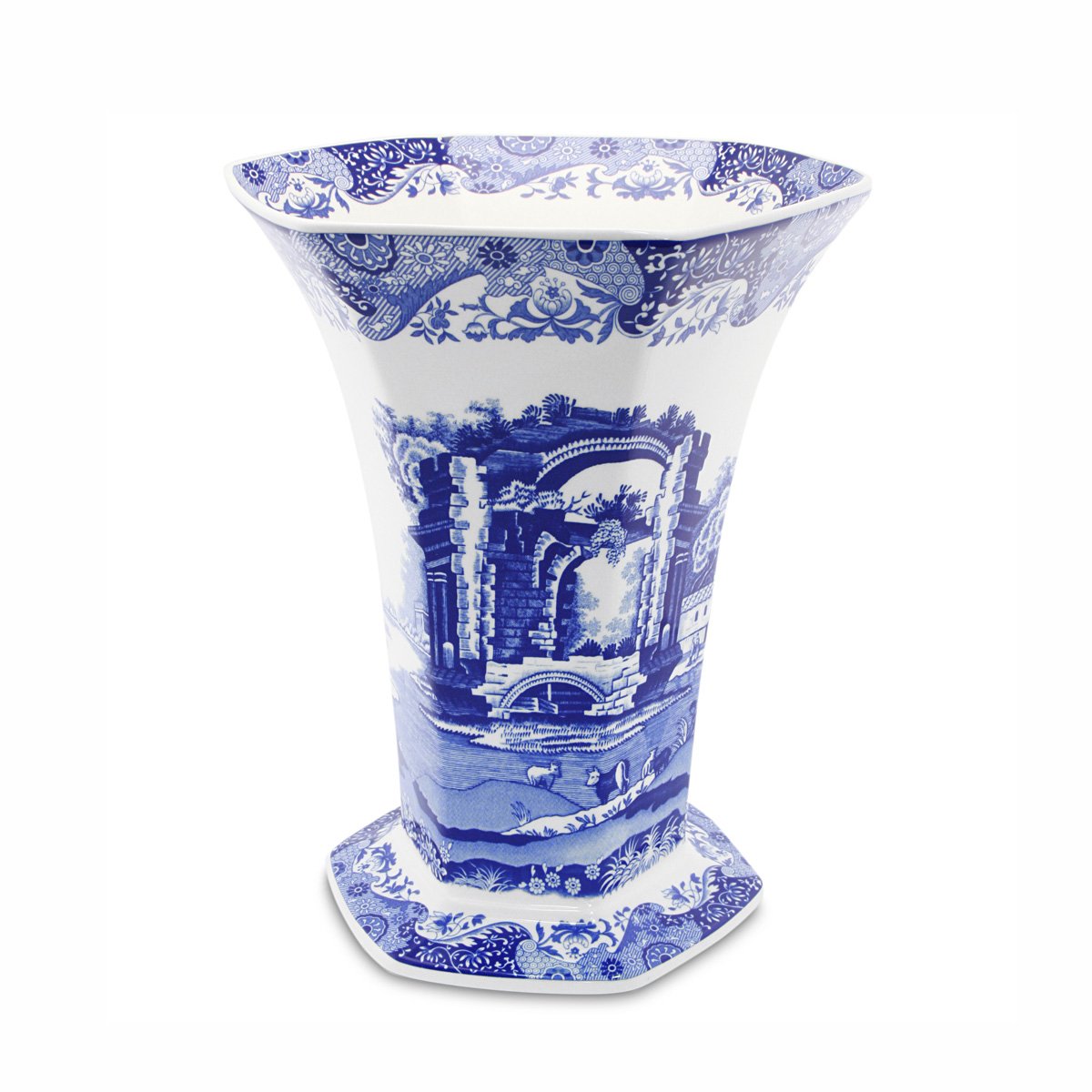 Spode Blue Italian Hexagonal Vase