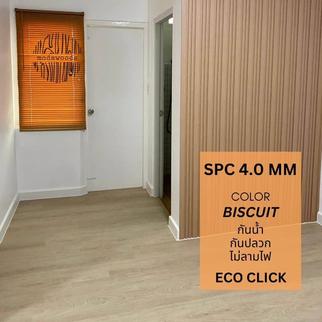 พื้นไม้ spc สีอ่อน biscuit modawoods รุ่น eco click 4.0mm