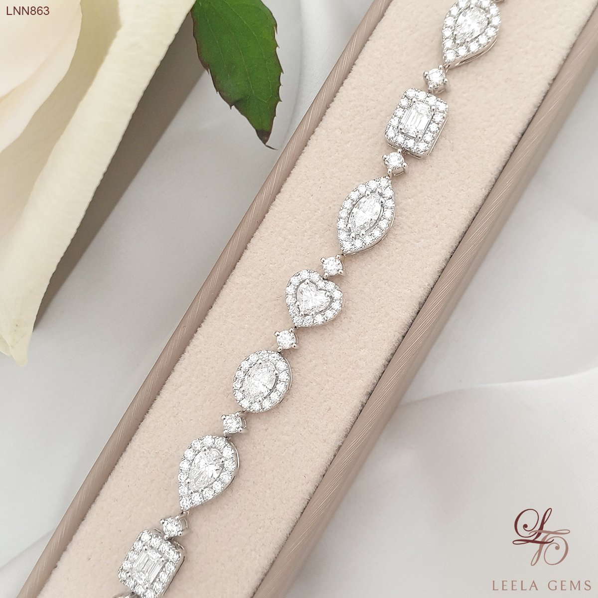 Multi Shape Diamond Bracelet 001-400-00019 18KW Campbell | Joe Escobar  Diamonds | Campbell, CA
