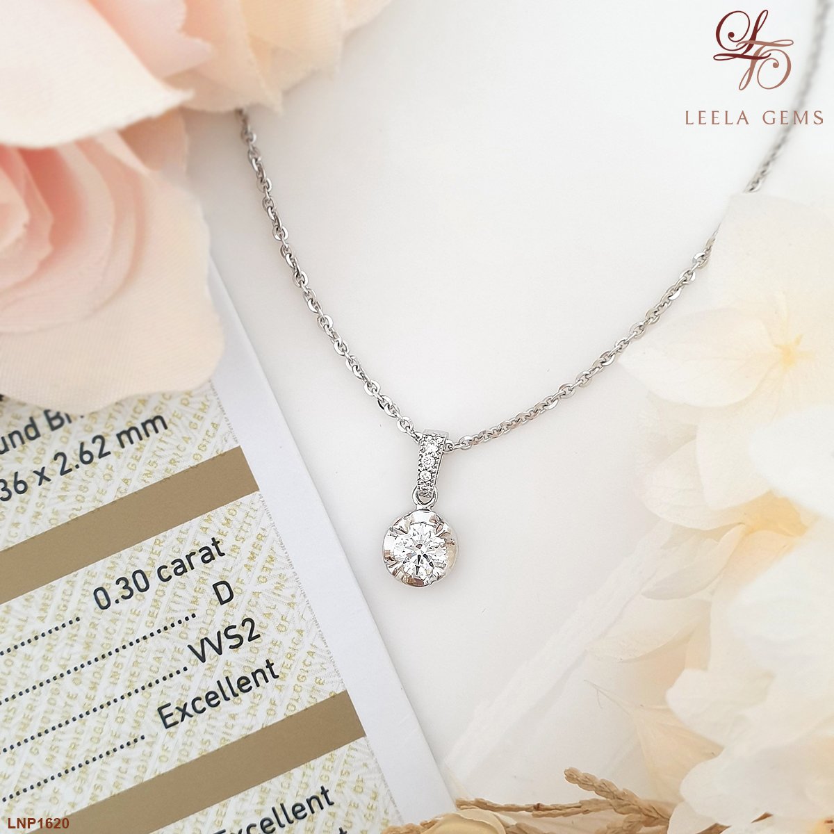 Diamond Pendant with white gold chain