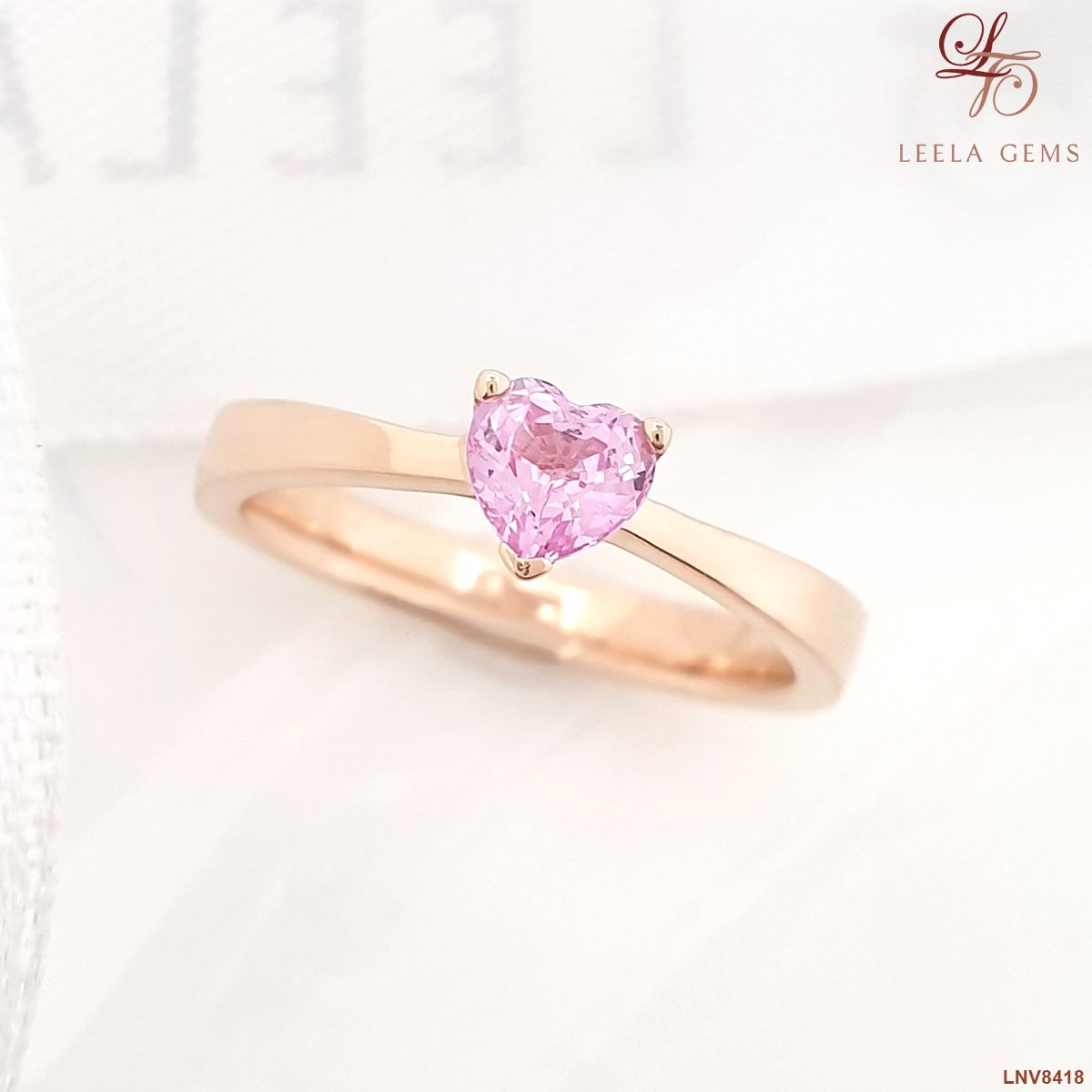 Heart Pink Sapphire Ring