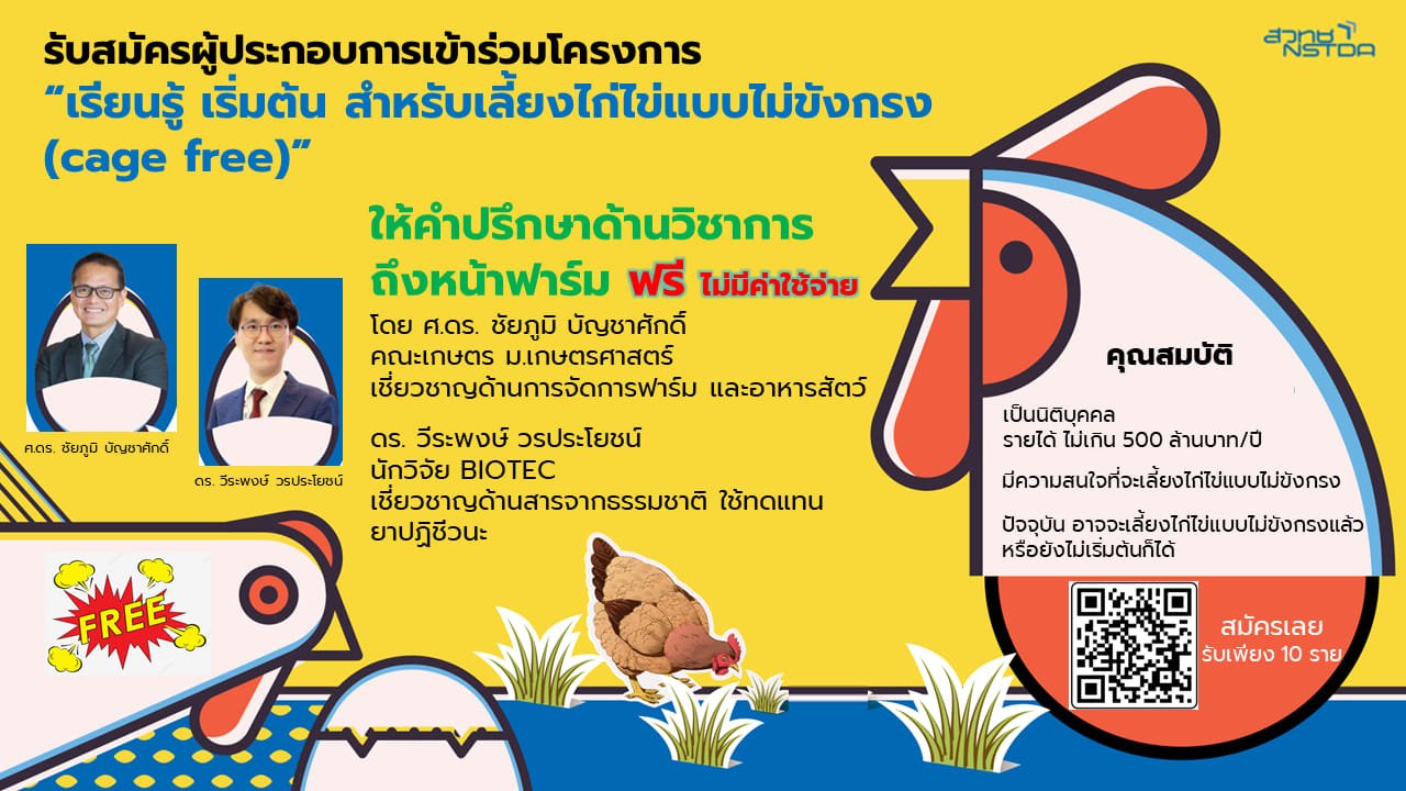 เปิดรับสมัครผู้ประกอบการและฟาร์มไก่ไข่ ร่วมโครงการเลี้ยงไก่ไข่แบบไม่ขังกรง