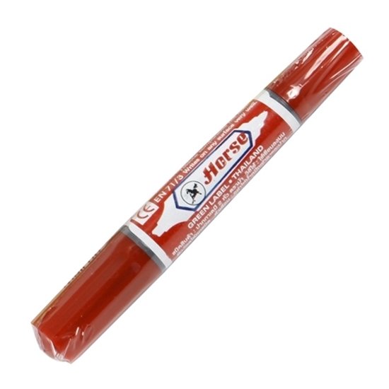 ปากกาเคมี 2 หัวตราม้า สีแดง