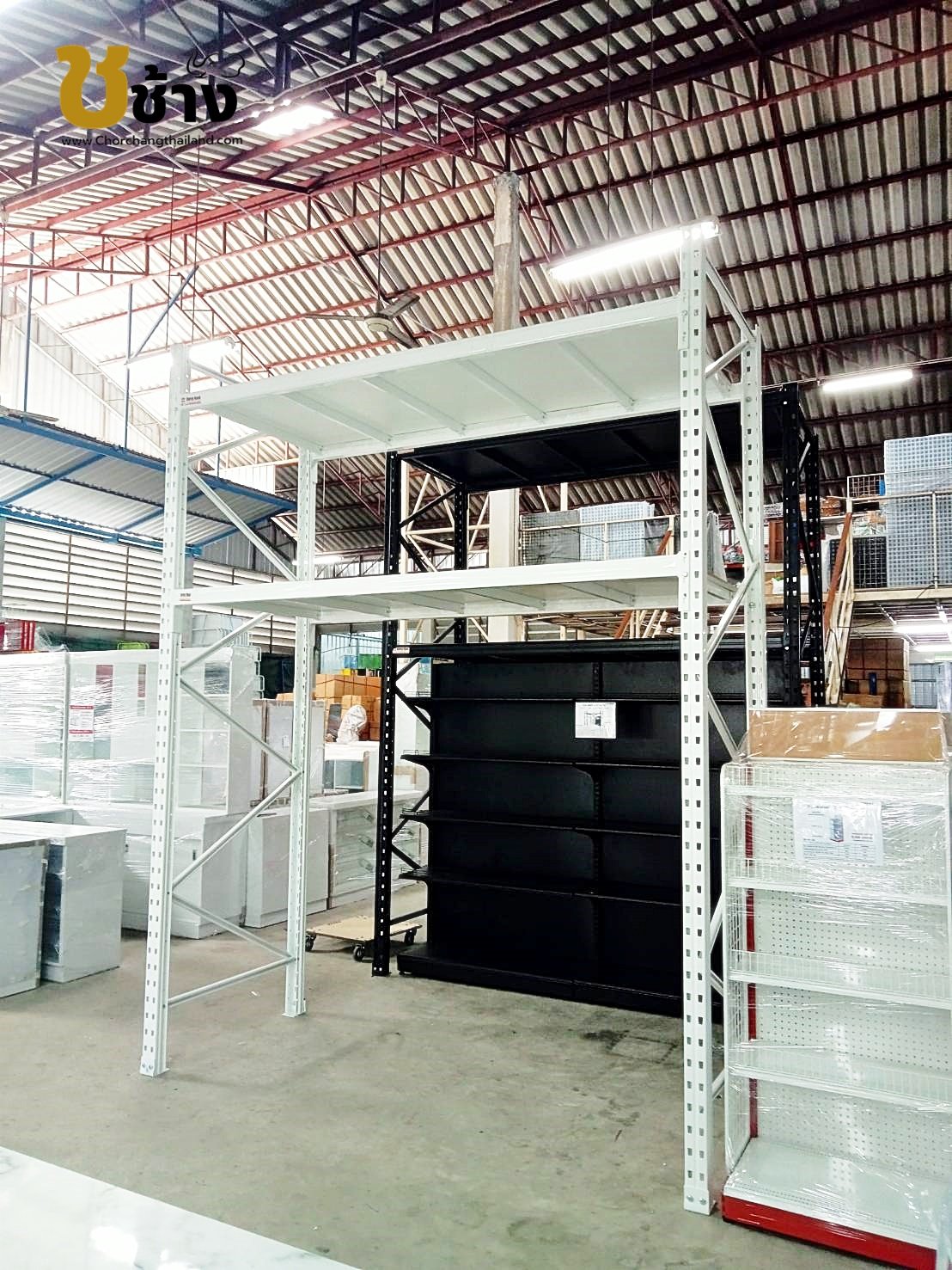 Rack คร่อมชั้นสำหรับวางสต๊อกสินค้า (ปูแผ่นไม้) รับน้ำหนัก 500 กก./ชั้น