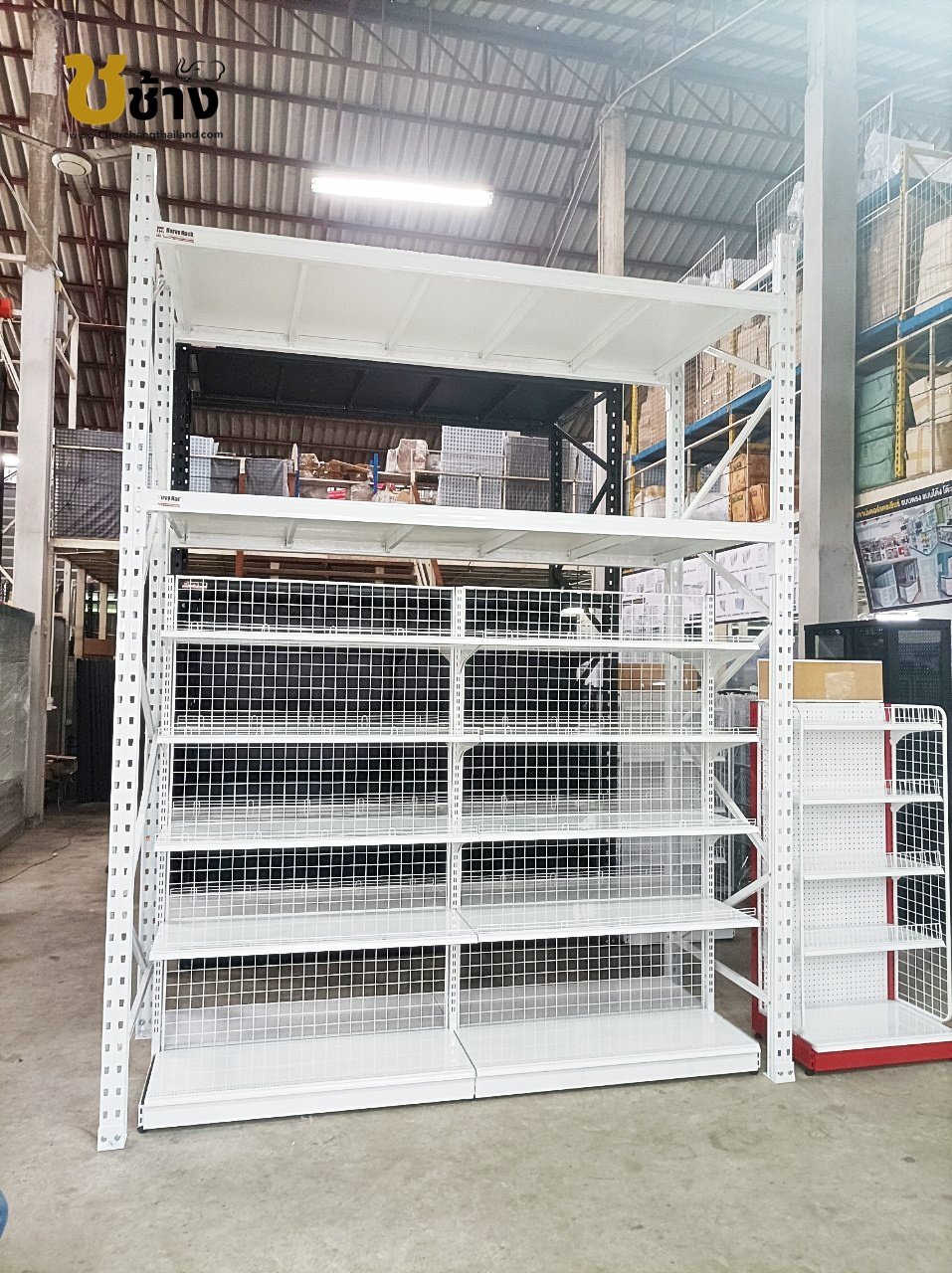Rack คร่อมชั้นสำหรับวางสต๊อกสินค้า รุ่น ผนังตะแกรงโปร่ง