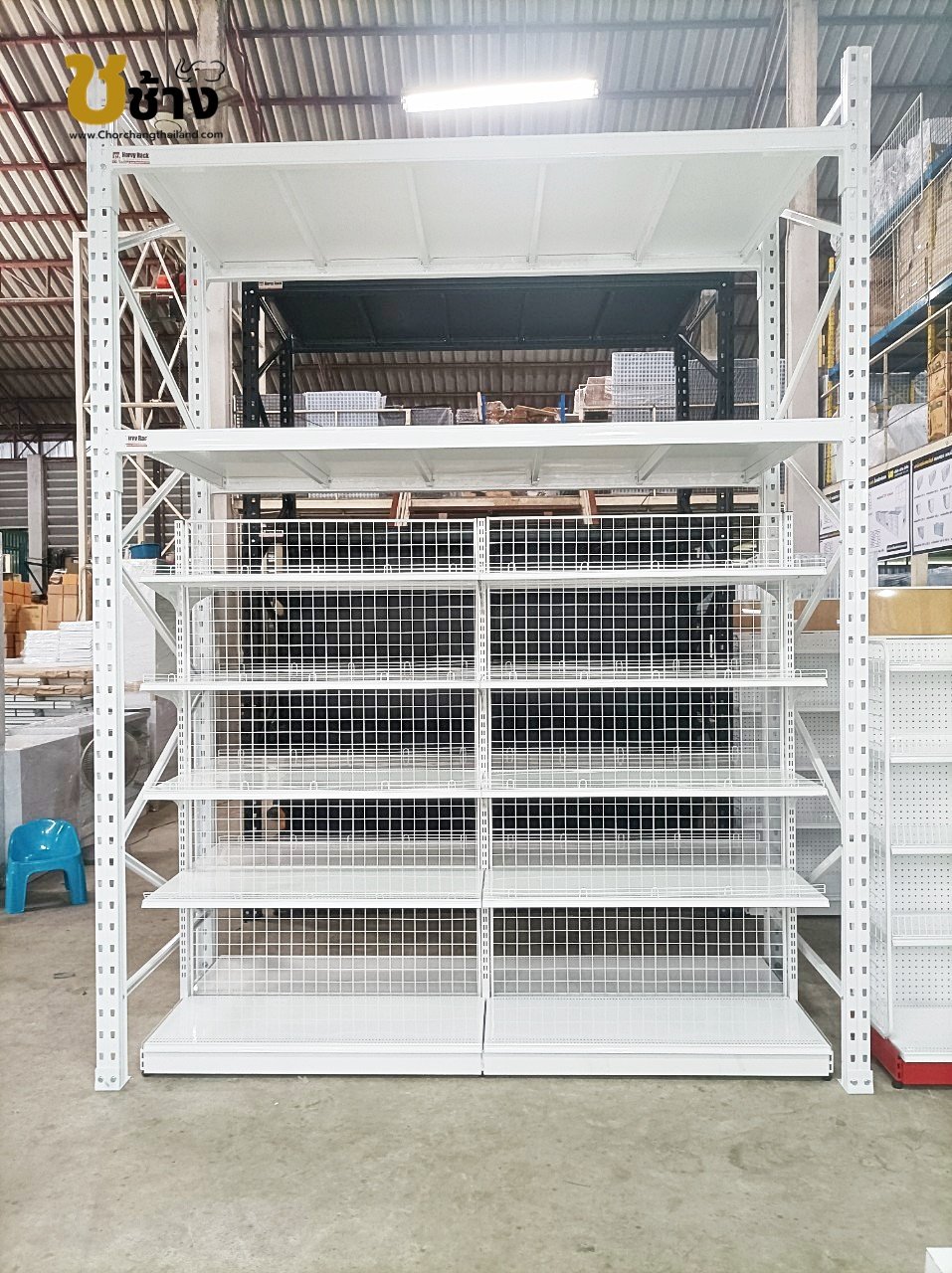 Rack คร่อมชั้นสำหรับวางสต๊อกสินค้า รุ่น ผนังตะแกรงโปร่ง