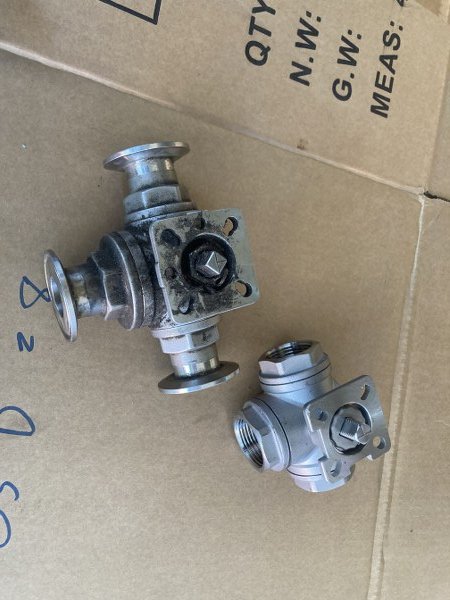 Ferrule DN25 3 way T port DIRECT MOUNTING for ferrule clamp Pneumatic Actuator RATDA52 