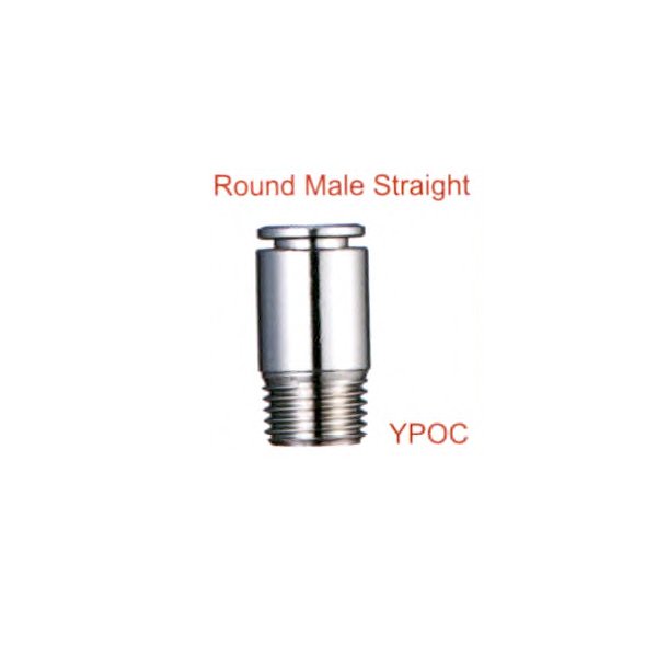 YPOC ต่อตรงเกลียวนอก ทองเหลืองชุบนิเกิล