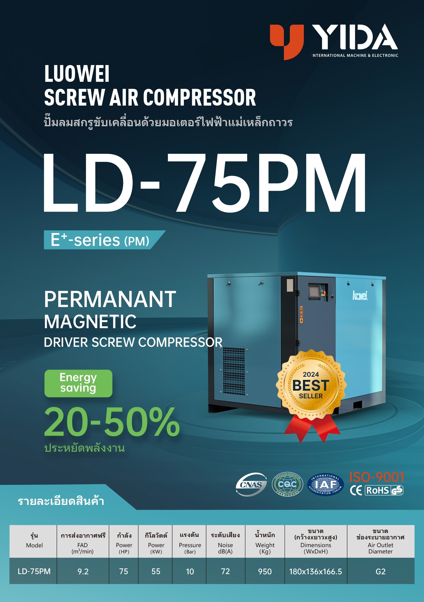 LD-75PM 75Hp  9.2(m3/min) Screw Pump