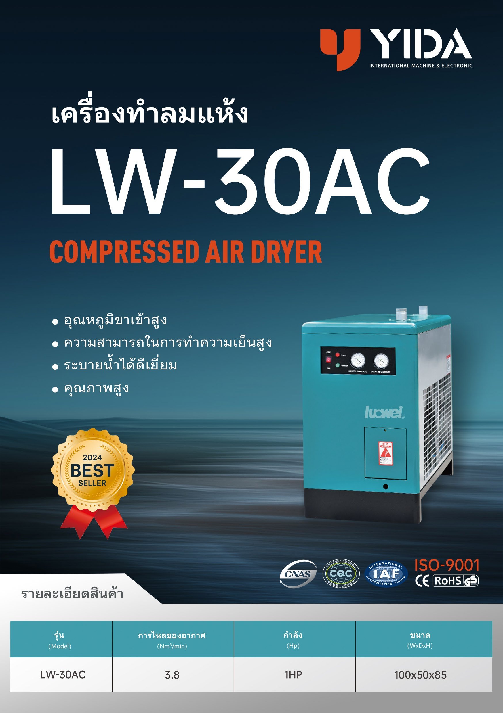 LW-30AC 1Hp  3.8(Nm3/min)  Air Dryer