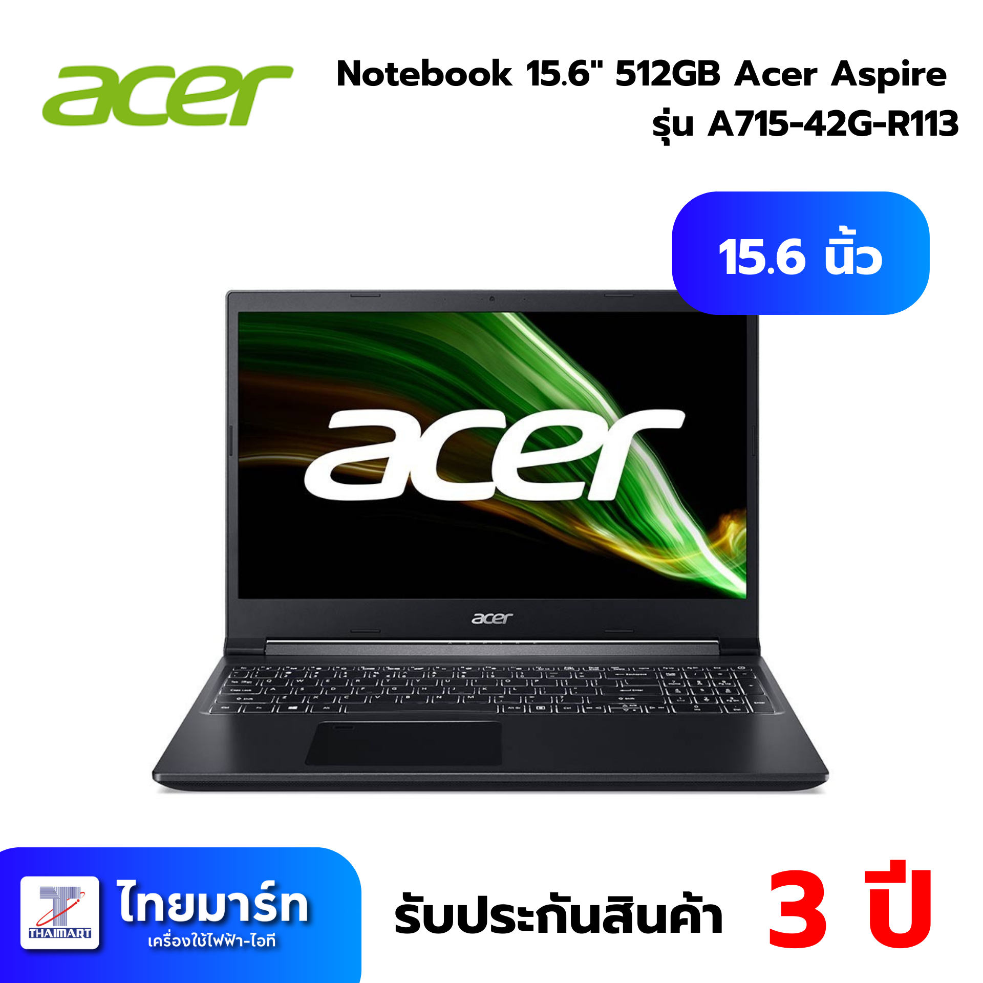 Notebook 15.6" 512GB Acer Aspire A715-42G-R113
