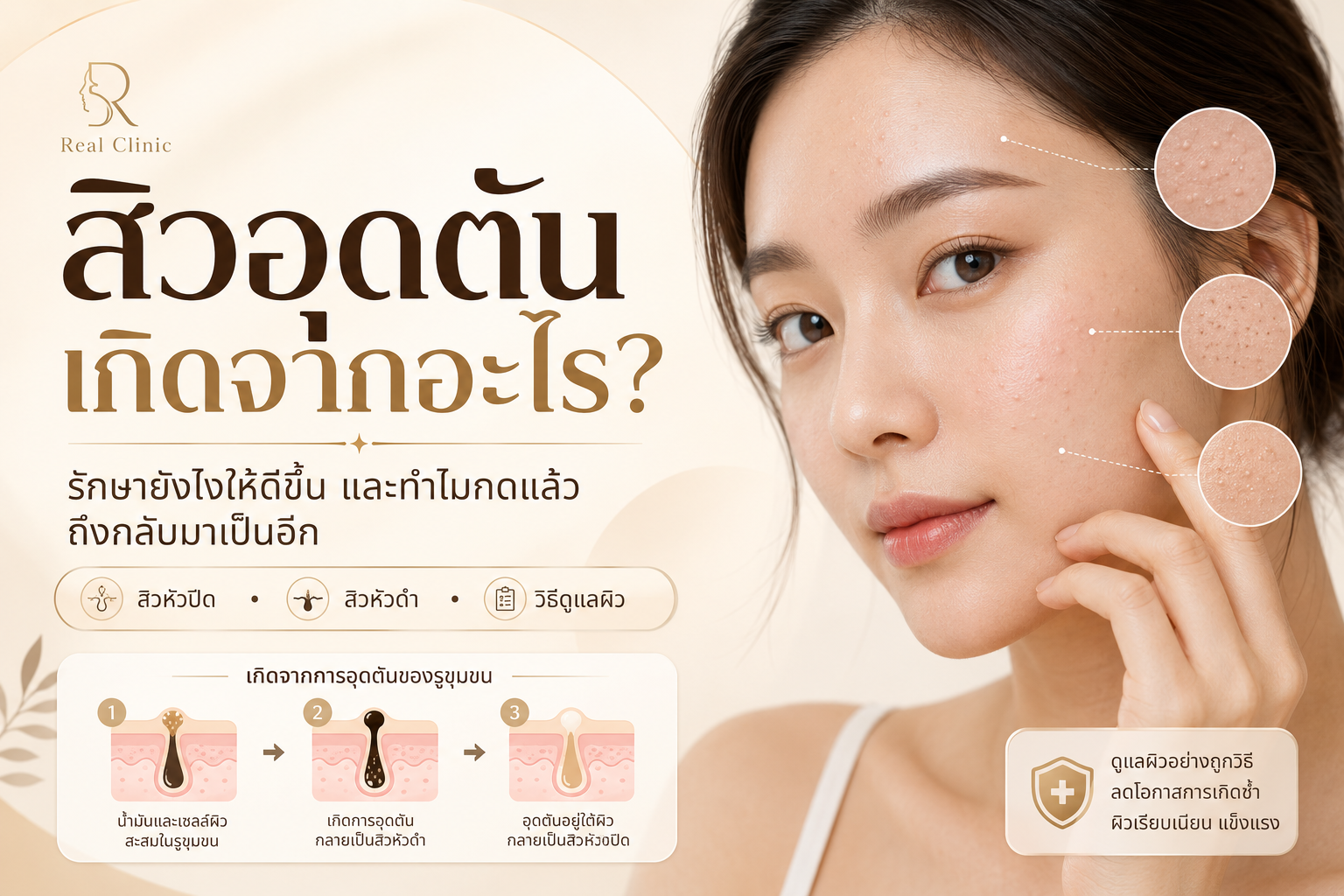 สิวอุดตันเกิดจากอะไร? รักษายังไงให้ดีขึ้น และทำไมกดแล้วถึงกลับมาเป็นอีก