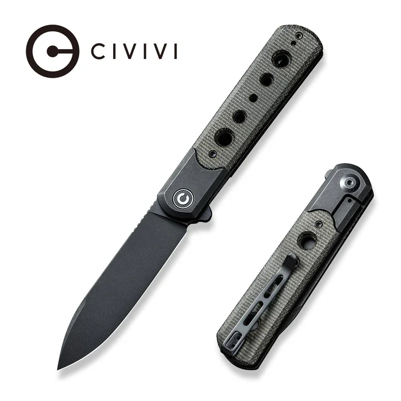 CIVIVI Banneret Flipper Knife Stainless Steel & Micarta Handle (3.48" Nitro-V Blade) C20040D-1