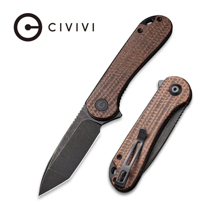 CIVIVI Elementum Flipper Knife Micarta Handle (2.96" D2 Blade) C907T-C