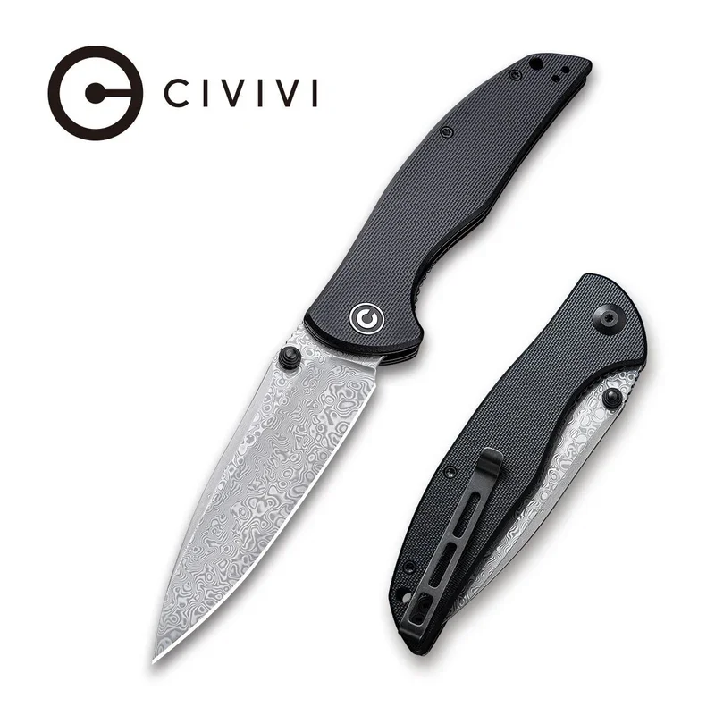 CIVIVI Governor Thumb Stud Knife G10 Handle (3.86" Damascus Blade) C911DS