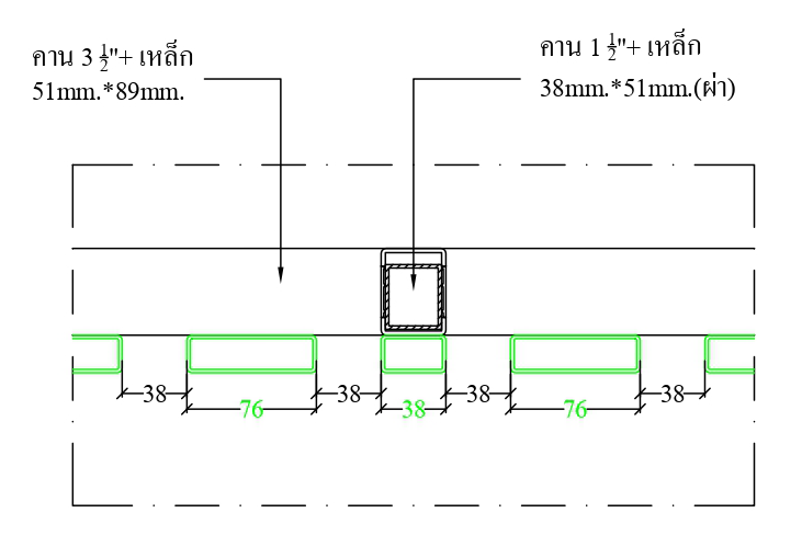  รูปแบบที่ 5 เส้นประดับ ขนาด 38 x 22 + 76 x 22 มม. ระยะห่างเส้น 38 มม.