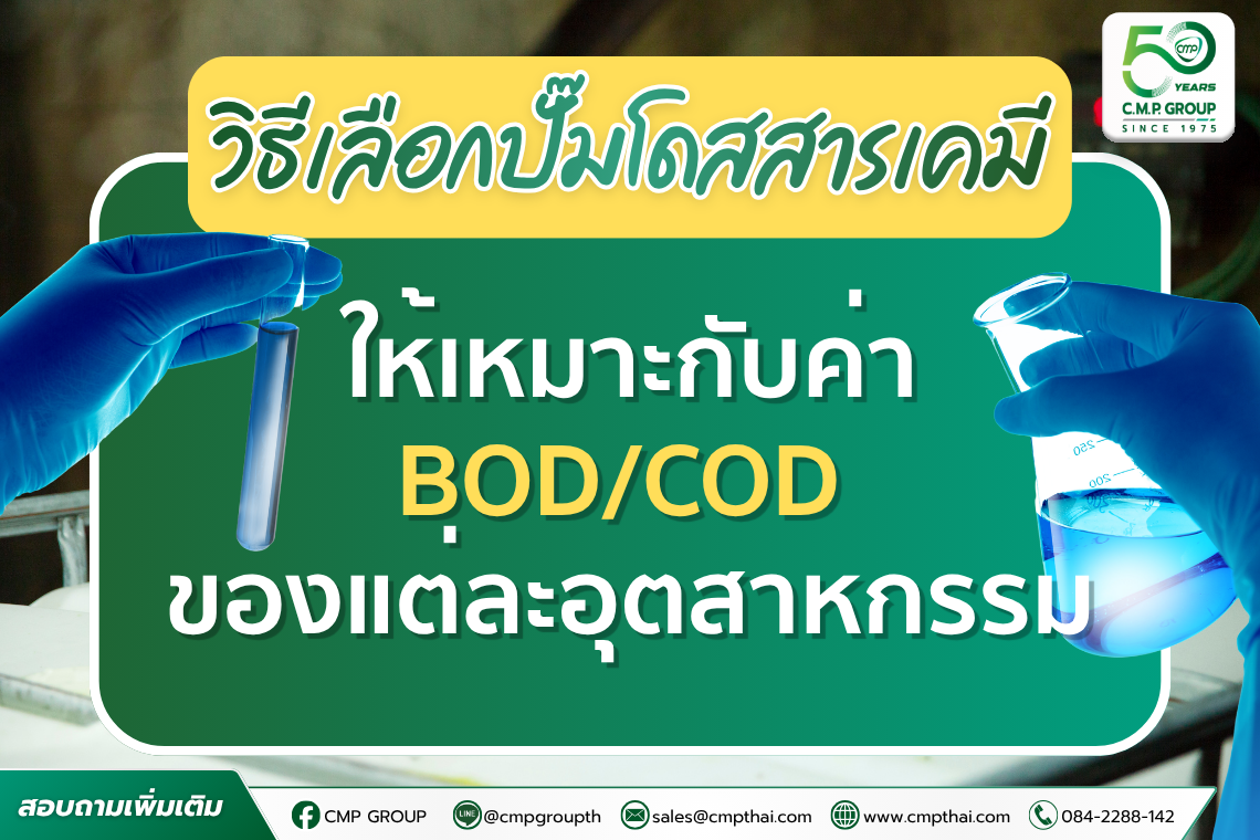 วิธีเลือกปั๊มโดสสารเคมีให้เหมาะกับค่า BOD และ COD