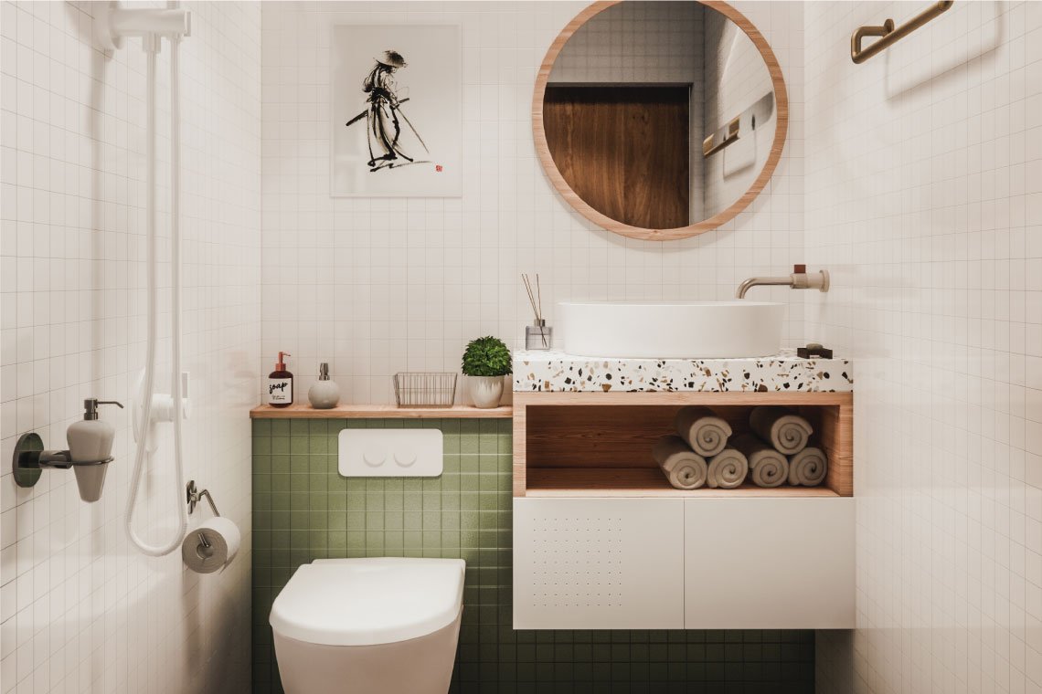 งานออกแบบบ้าน รีโนเวทบ้าน Bathroom งานรีโนเวท town home Japanese Style  l บริการออกแบบ ผลิต และติดตั้งครบวงจร