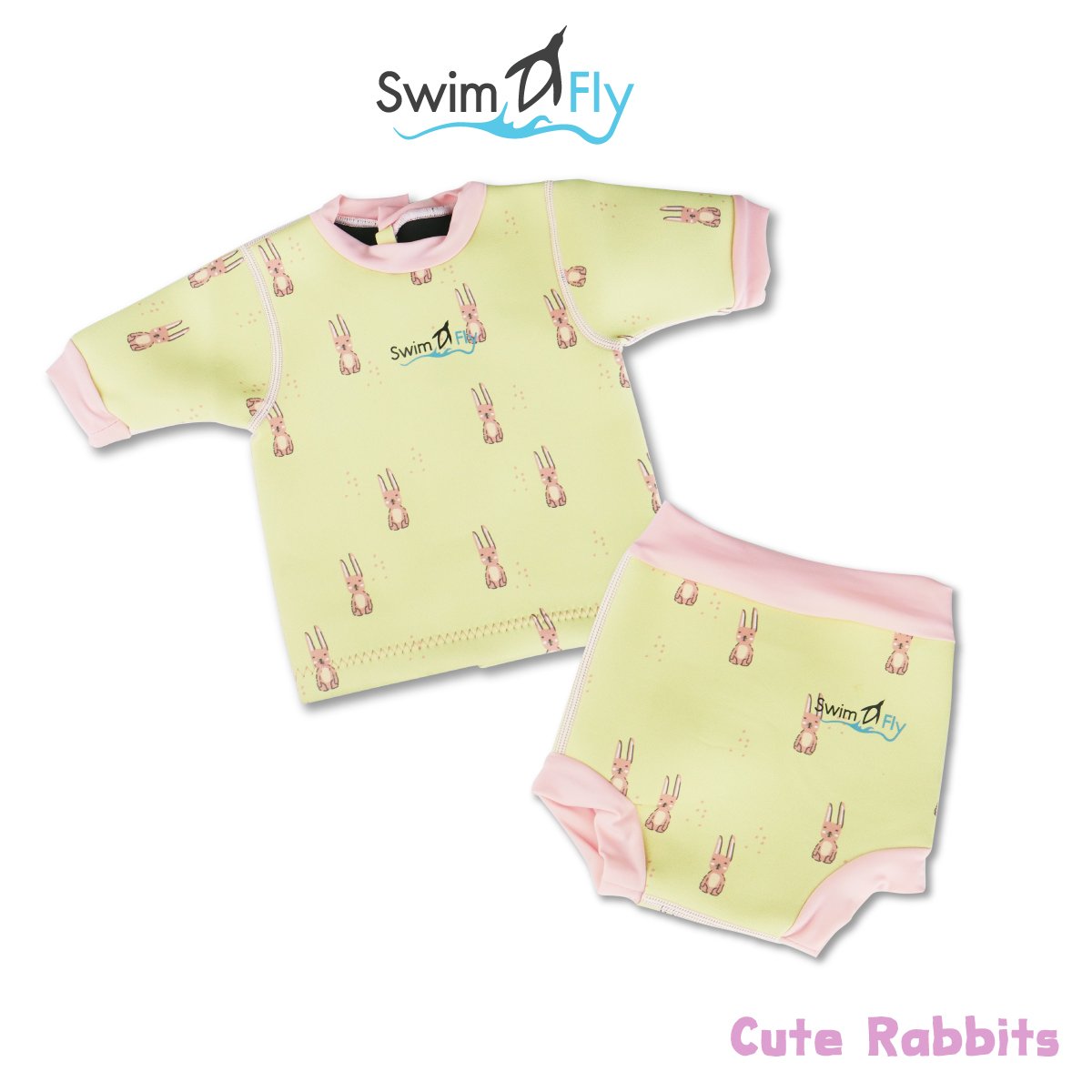 ชุดว่ายน้ำกันหนาว, ชุดว่ายน้ำรักษาอุณหภูมิ Exploring, Cute Rabbits (เสื้อแบบมีแขน)