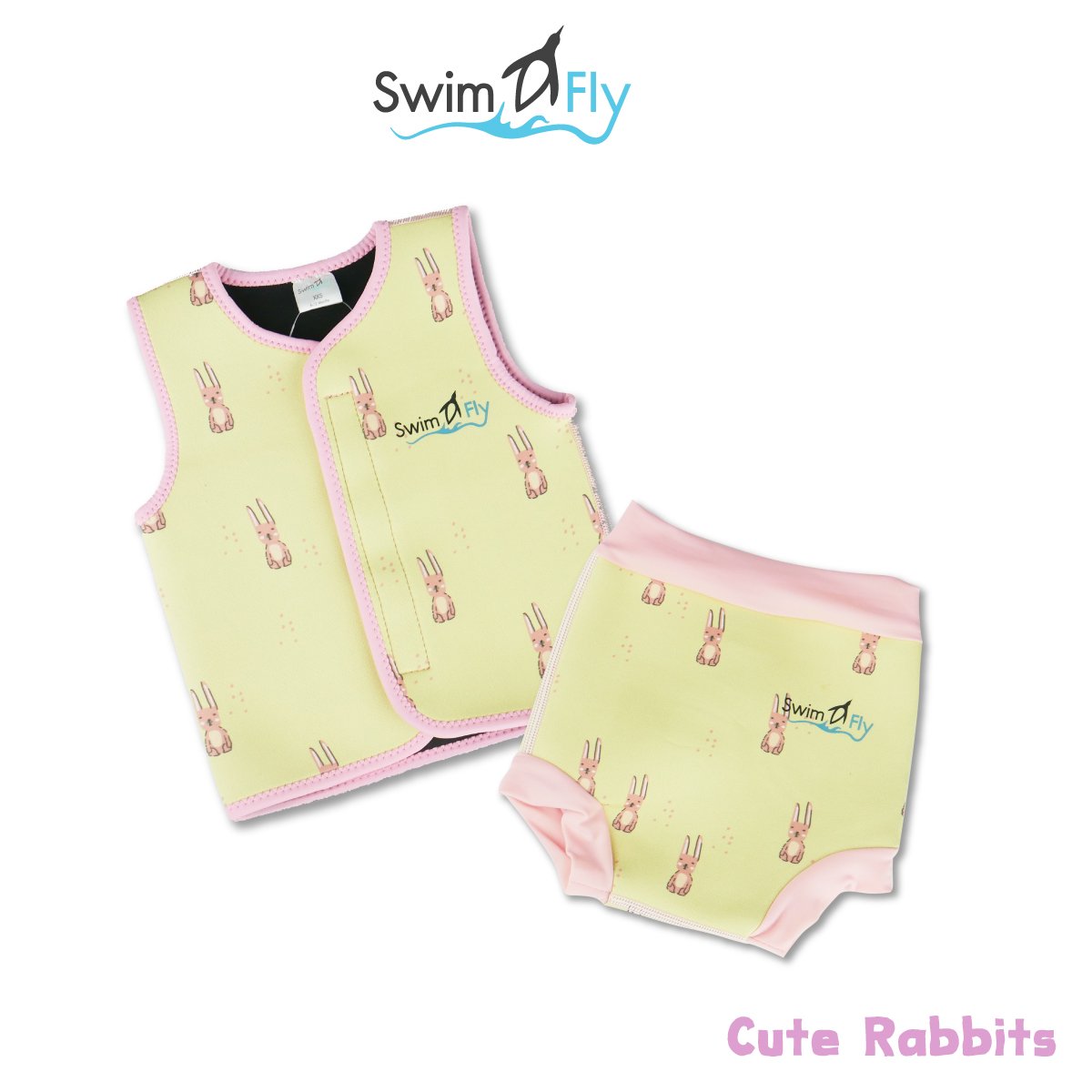 ชุดว่ายน้ำกันหนาว, ชุดว่ายน้ำรักษาอุณหภูมิ Exploring, Cute Rabbits (เสื้อแบบไม่มีแขน)