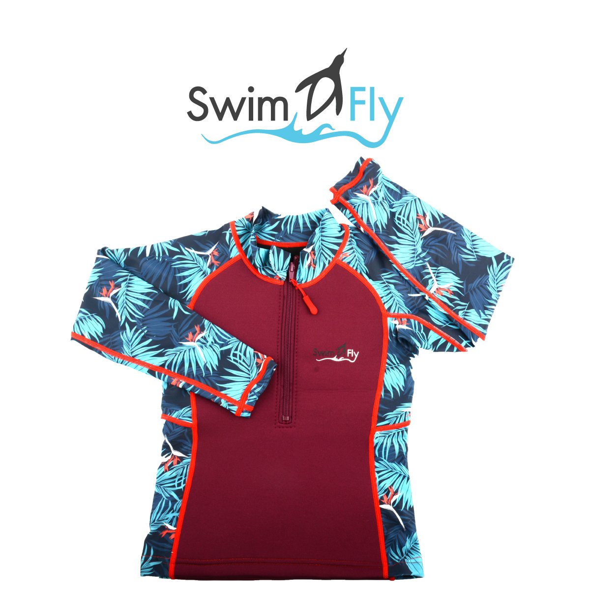 ชุดว่ายน้ำกันหนาว, ชุดว่ายน้ำรักษาอุณหภูมิ Wetsuits, Tropical Print,  SwimFly