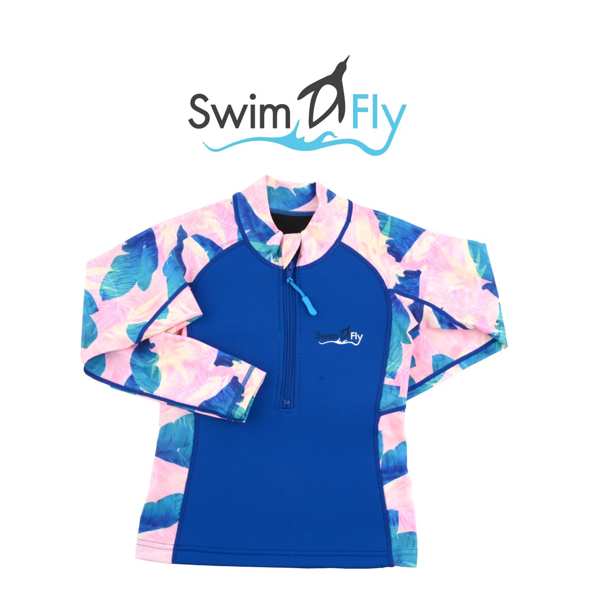 ชุดว่ายน้ำกันหนาว, ชุดว่ายน้ำรักษาอุณหภูมิ Wetsuits, Tropical Leaf, SwimFly (สีฟ้า)