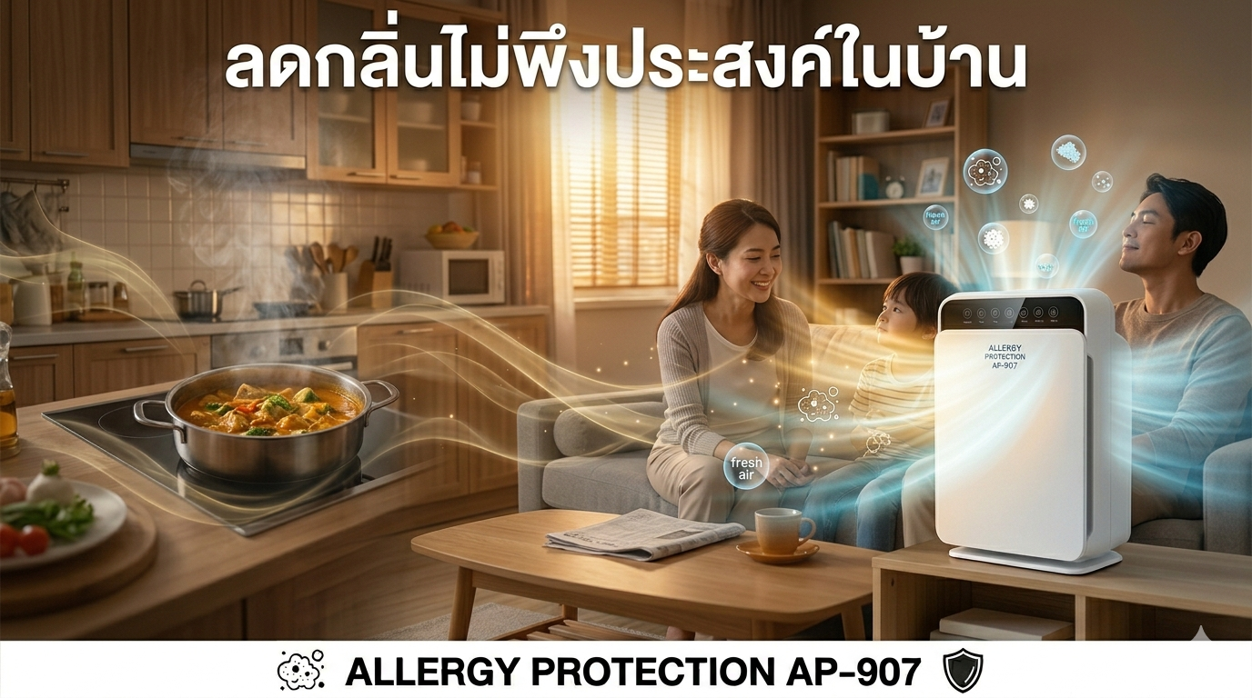 กลิ่นอาหาร ควันบุหรี่ กลิ่นอับในบ้านแก้ยังไง? ALLERGY PROTECTION AP-907 ลดกลิ่น + ฟอกอากาศ