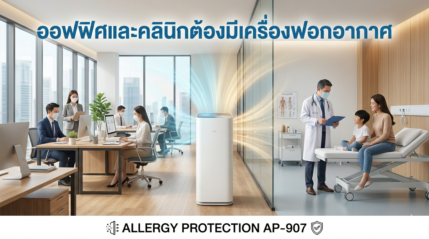ออฟฟิศและคลินิกควรมีเครื่องฟอกอากาศไหม? ALLERGY PROTECTION AP-907 ตอบโจทย์พื้นที่ใช้ร่วม