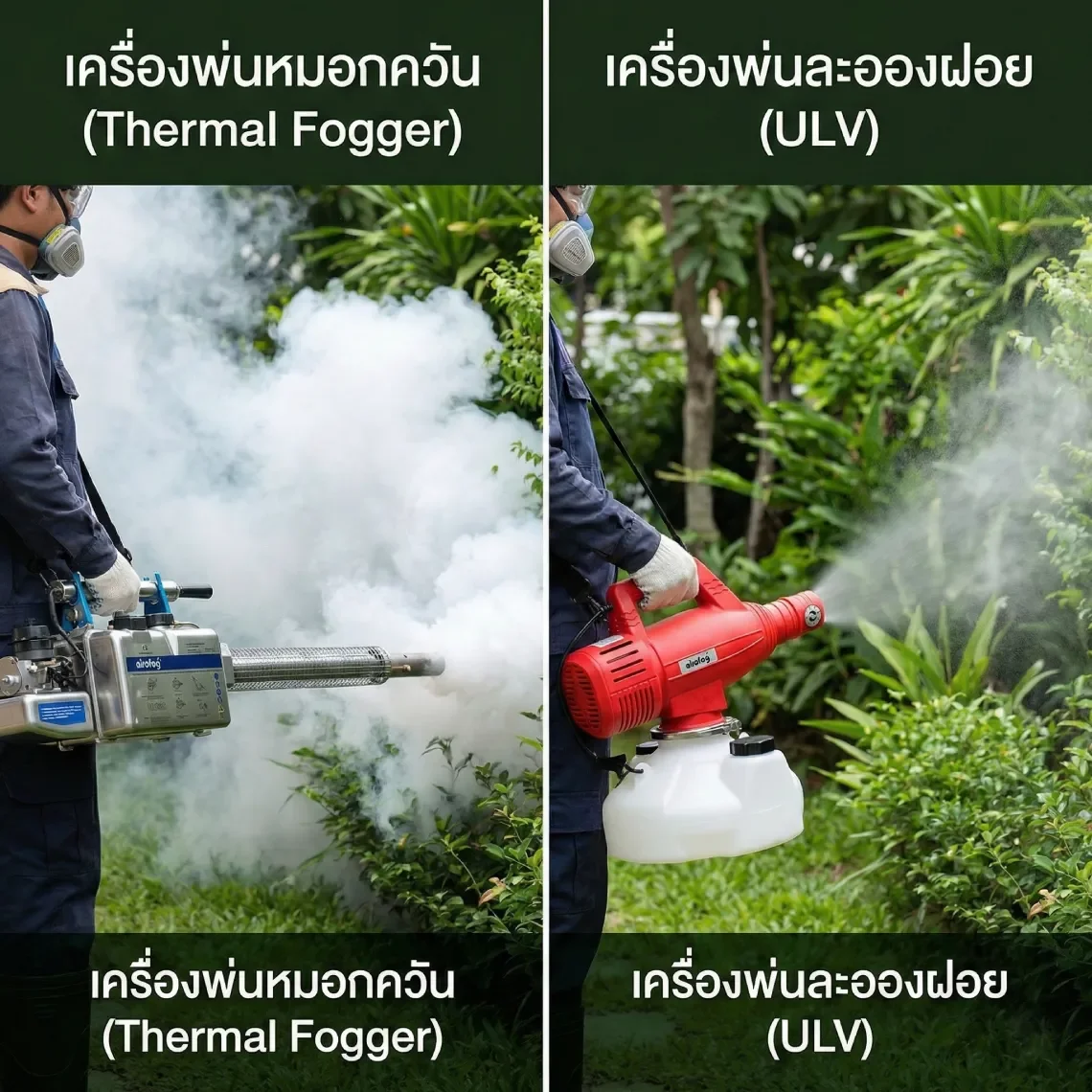 เปรียบเทียบเครื่องพ่นหมอกควันพ่นควันสีขาวหนากับเครื่องพ่นละอองฝอย ULV