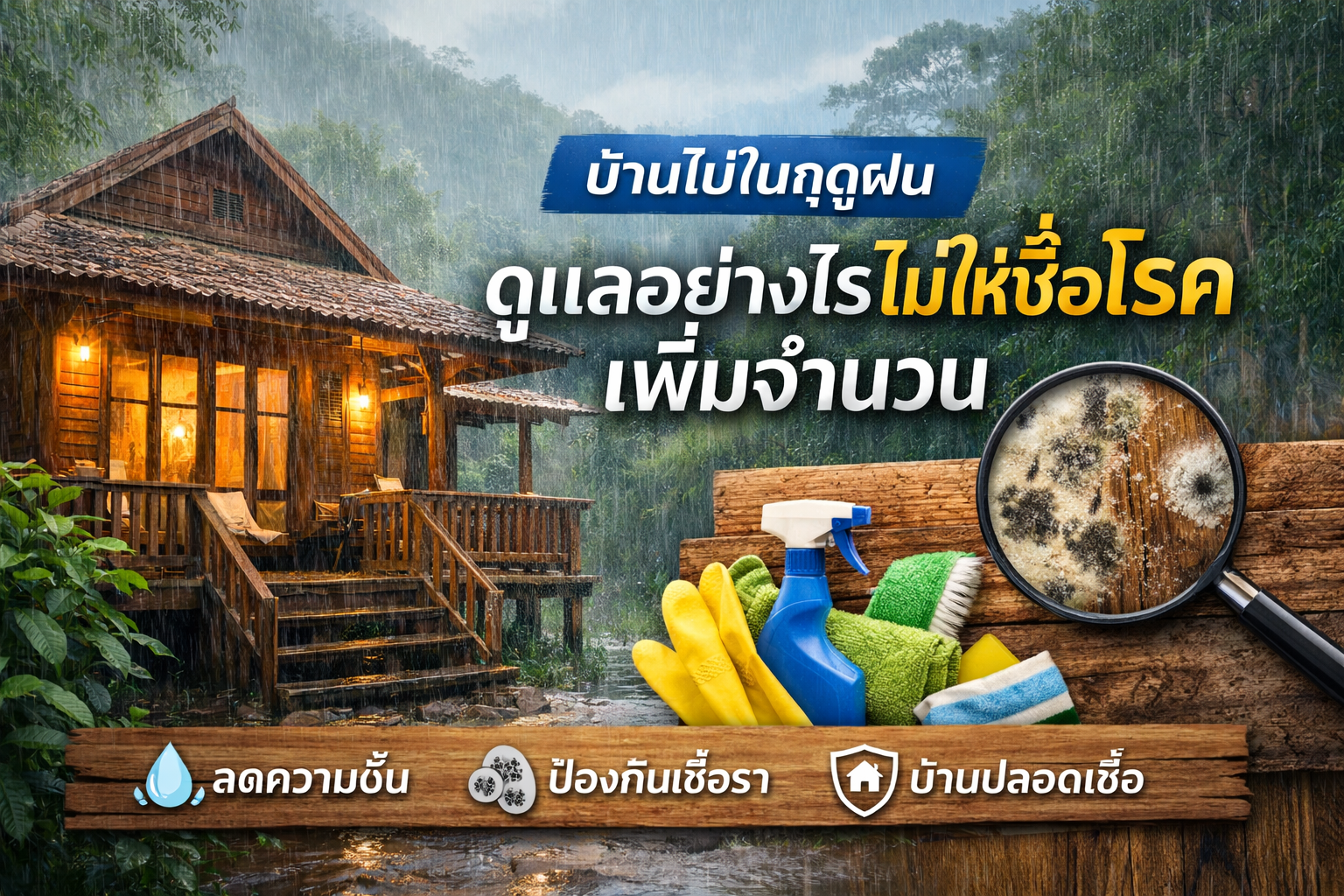 บ้านไม้ในฤดูฝน