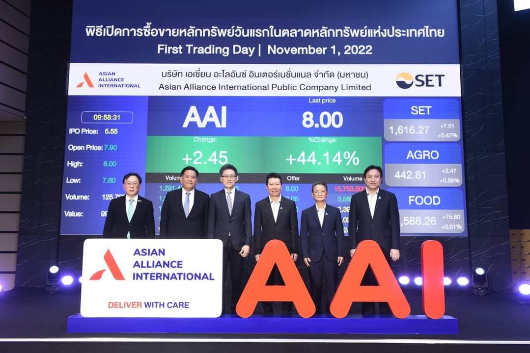 AAI ซื้อขายวันแรกเหนือจองทั้งวัน ร้อนแรงภาคบ่าย ให้ผลตอบแทน 31-62% ขานรับเป้าผู้นำอาหารสัตว์เลี้ยงระดับสากล