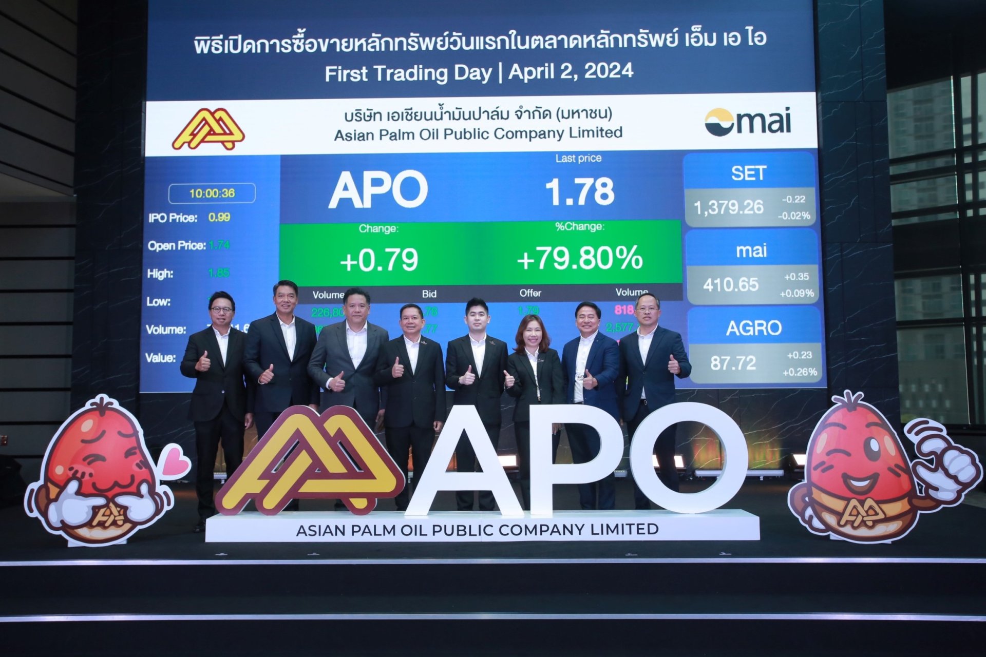 APO ไม่สร้างความผิดหวังให้นักลงทุนในการซื้อขายวันแรก ให้ผลตอบแทนเกิน 75%