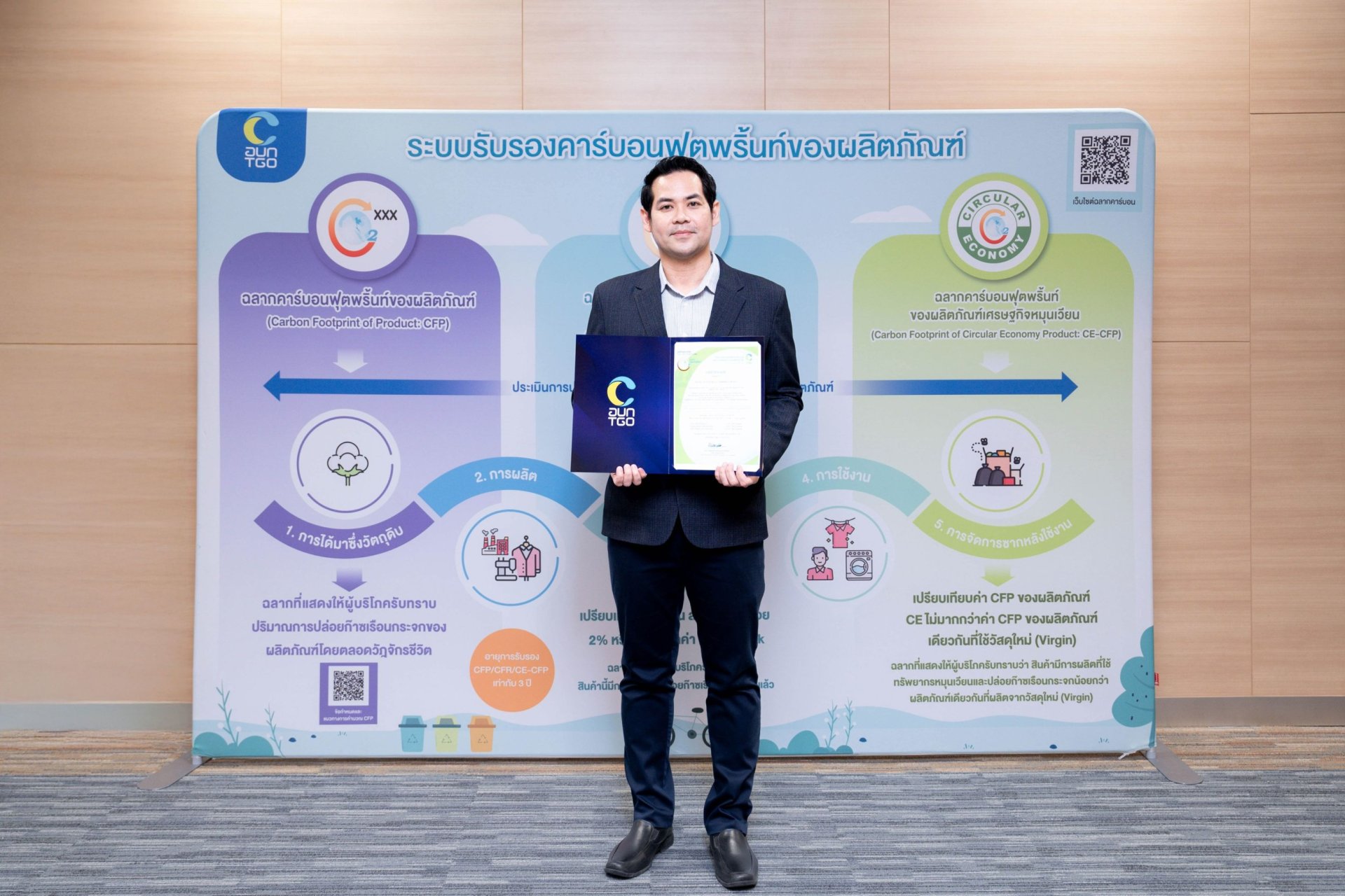 PLUS รับมอบประกาศนียบัตรเครื่องหมายคาร์บอนฟุตพริ้นท์ขององค์กร 
