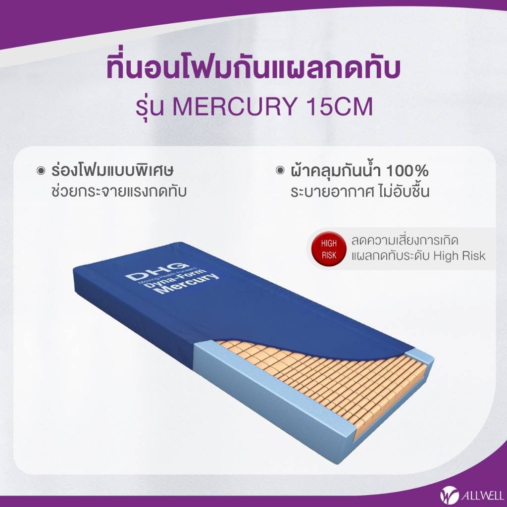 รีวิว ALLWELL ที่นอนโฟมป้องกันแผลกดทับ ที่รพ.ใช้ รุ่น Mercury หนา 15 ซม. ดีกว่าที่นอนลม