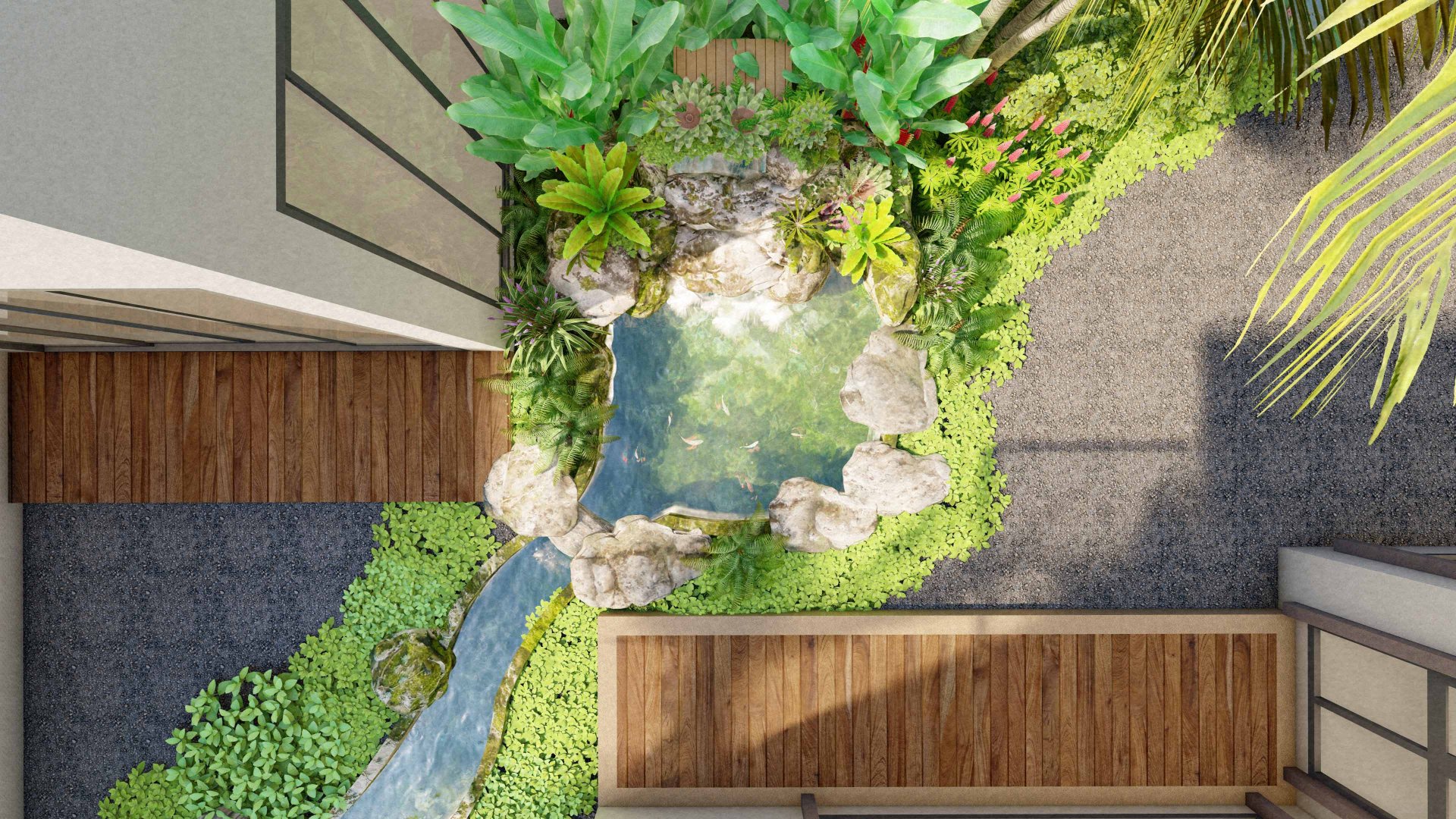 ออกแบบ จัดสวน น้ำตกในสวน หินเทียม ราคาถูก สวนบ้าน เชียงใหม่ ชลบุรี 